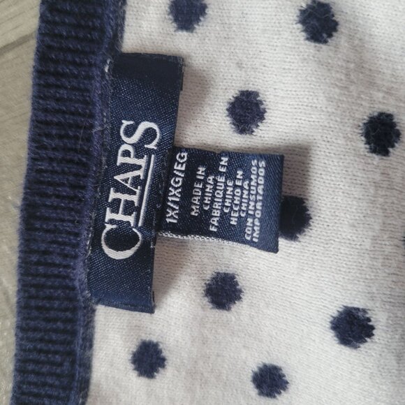 Navy Polka Dot Sweater With Ruffle Hem By Chaps Womens XXL Cotton & Polyester - Picture 5 of 7